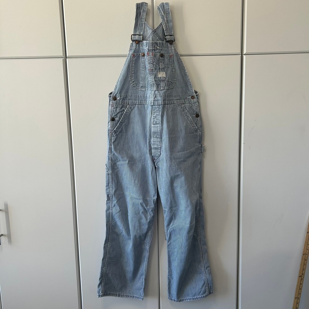 Big Mac Vintage Hickory Stripe Overalls Blue White Cotton Workwear Bibs